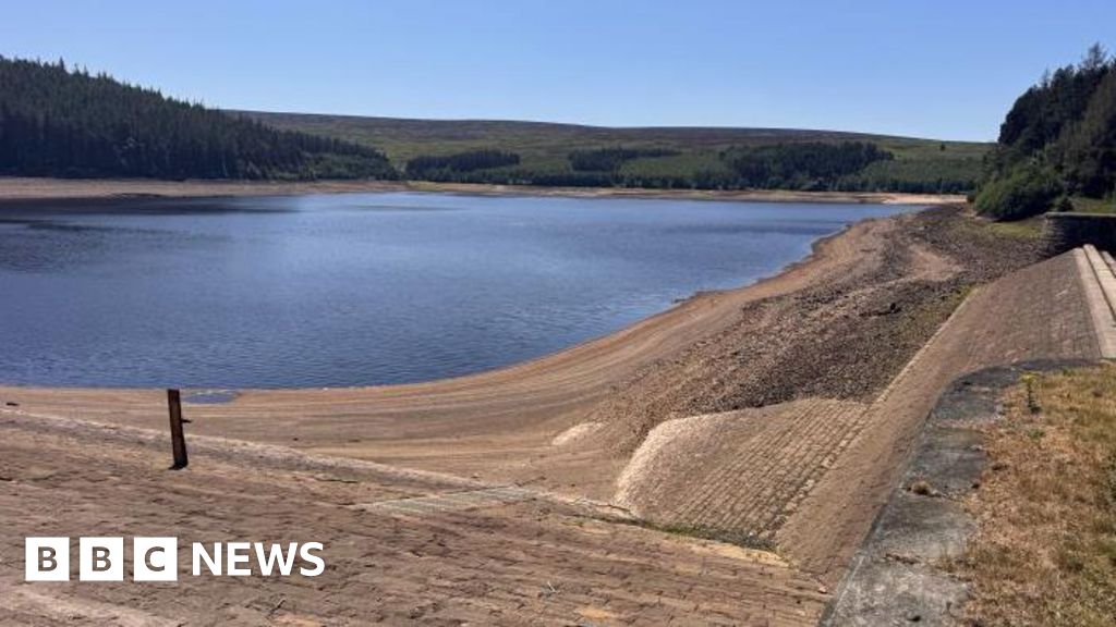 Low water level at Langsett reservoir near Penistone in South Yorkshire.