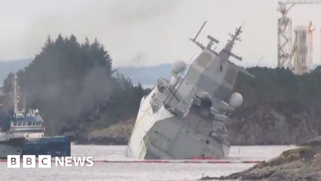 Norwegian Frigate Helge Ingstad Lists After Collision - BBC News