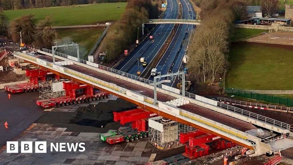 First train travels over new Clifton rail bridge in Cumbria