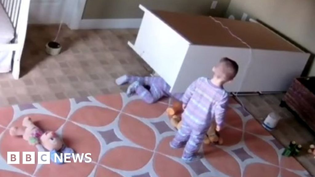 Two Year Old Rescues Twin Brother From Fallen Dresser Bbc News