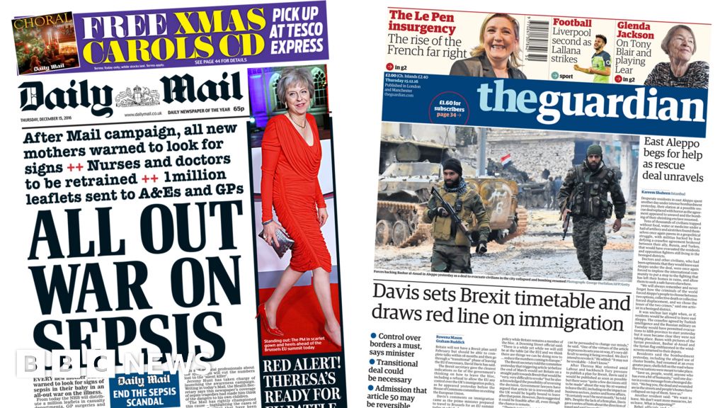 Newspaper Headlines Brexit Red Line And All Out War On Sepsis