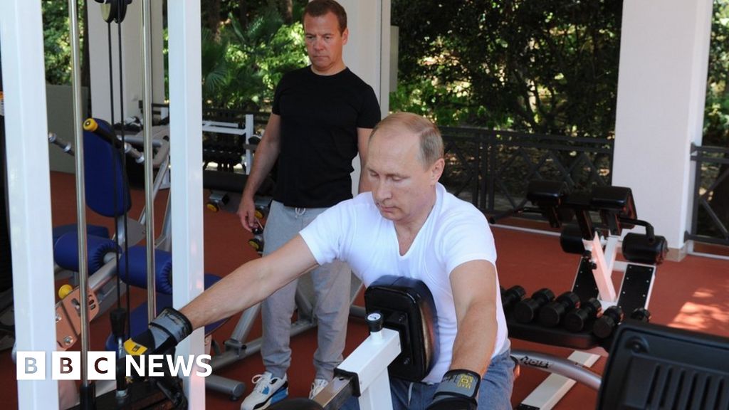 Russia S Putin And Medvedev Work Out Together Bbc News