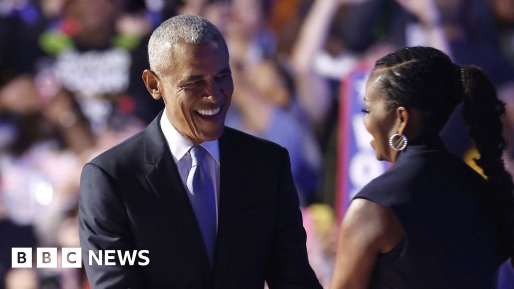 Obamas mock Trump over 'black jobs' and crowd sizes