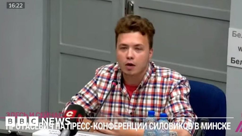 Belarus parades detained journalist Protasevich at media event