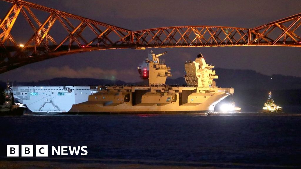 HMS Queen Elizabeth Sets Sail From Rosyth For Sea Trials - BBC News