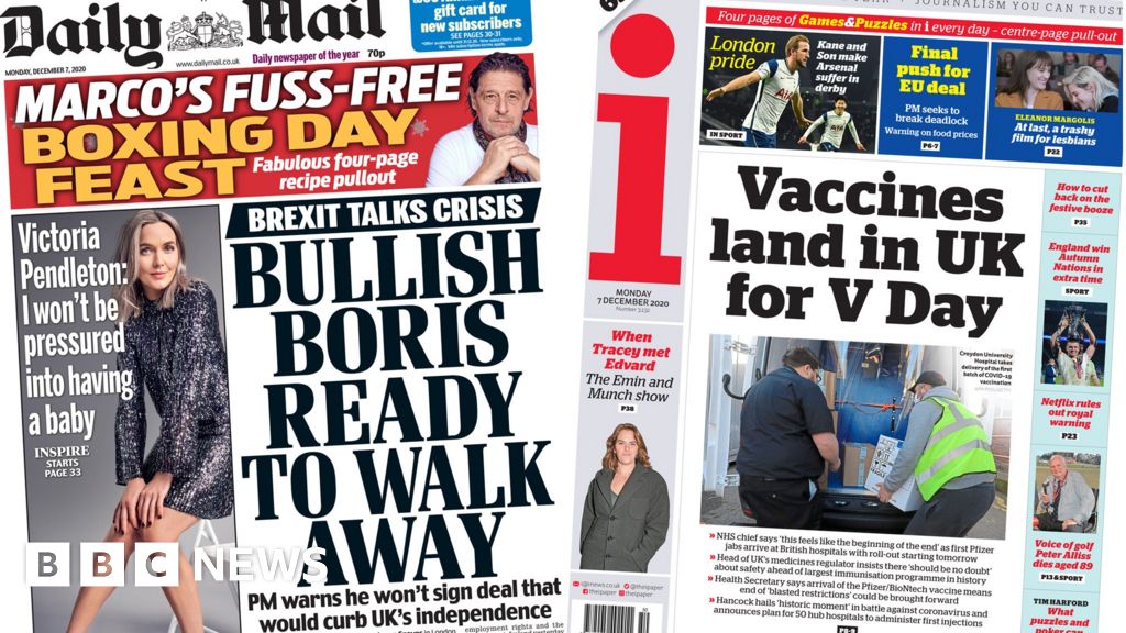 Newspaper Headlines Pm Ready To Quit Eu Talks And Vaccine V Day 5221
