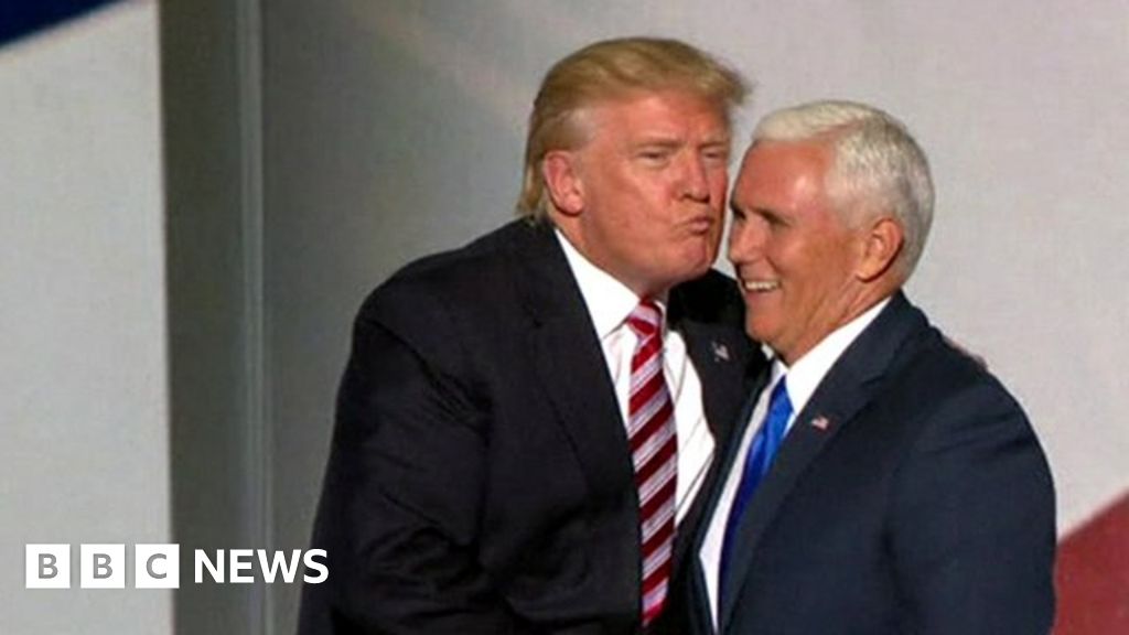 Donald Trump greets VP pick Pence with air kiss BBC News