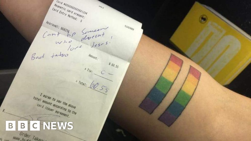 No Tip For Us Waitress With Lgbt Tattoo Bbc News