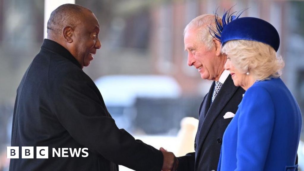 King Charles welcomes South Africa’s Cyril Ramaphosa at start of state visit