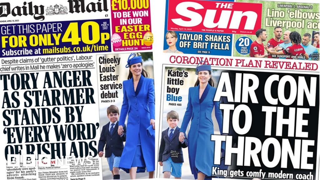 Newspaper headlines: ‘Starmer backs attack ad’ and ‘coronation details’