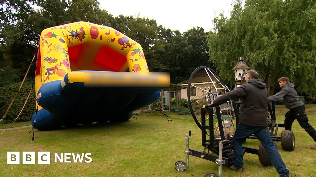 bouncy castle in rain