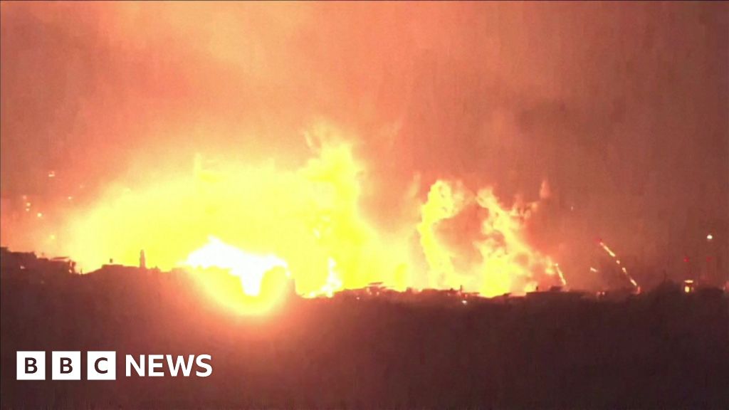 Moment giant explosions seen near Beirut airport