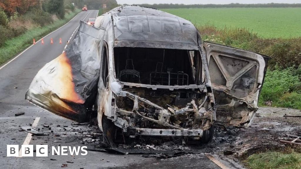 Fireworks destroy van after exploding in blaze