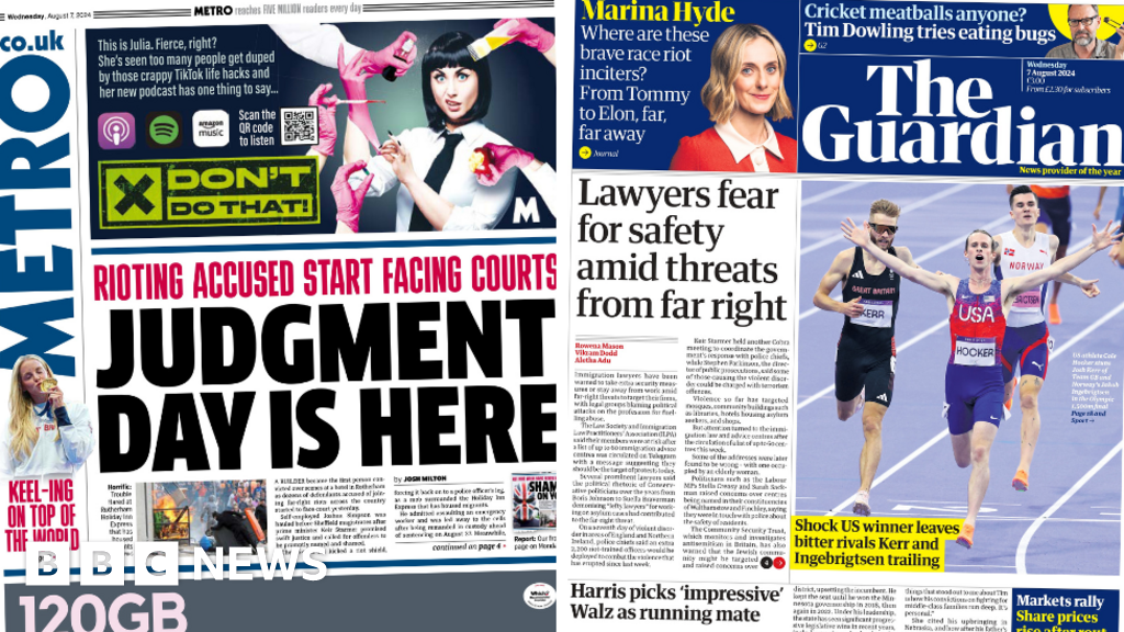 Newspaper headlines: ‘Judgement day’ and ‘lawyers safety fears’