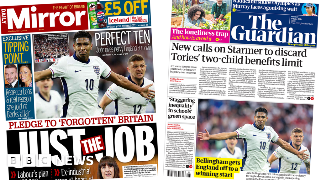 Newspaper headlines: ‘England’s winning start’ and Labour’s jobs pledge – BBC News