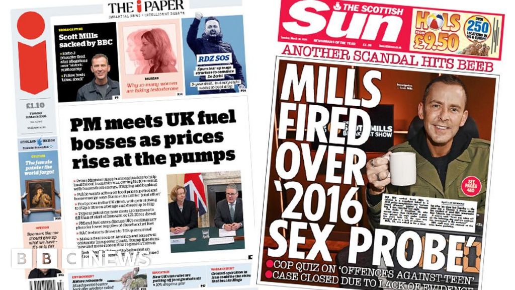 Scotland's papers: Soaring fuel prices and Scott Mills fired by BBC