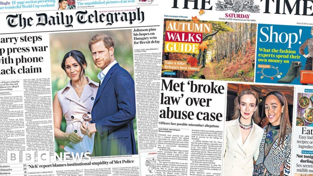 Headlines: Prince Harry's tabloid war and Scotland Yard shame