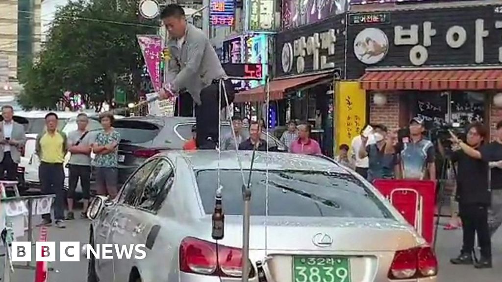 South Korean Man Smashes Japanese Car In Protest Bbc News 