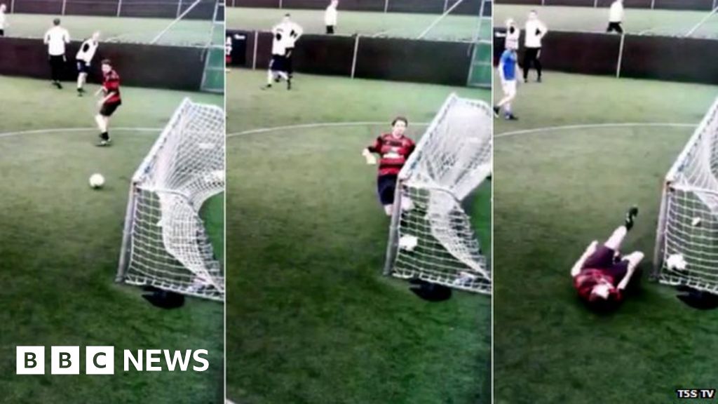 Fiveaside goalline blunder goes viral BBC News