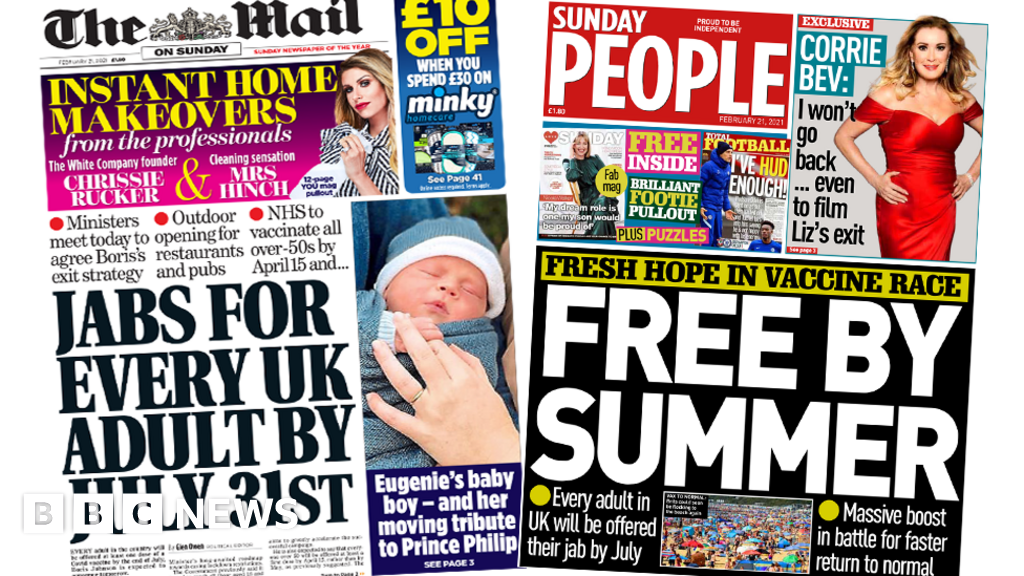 Newspaper Headlines Jabs For All Adults By July And Free By Summer c News