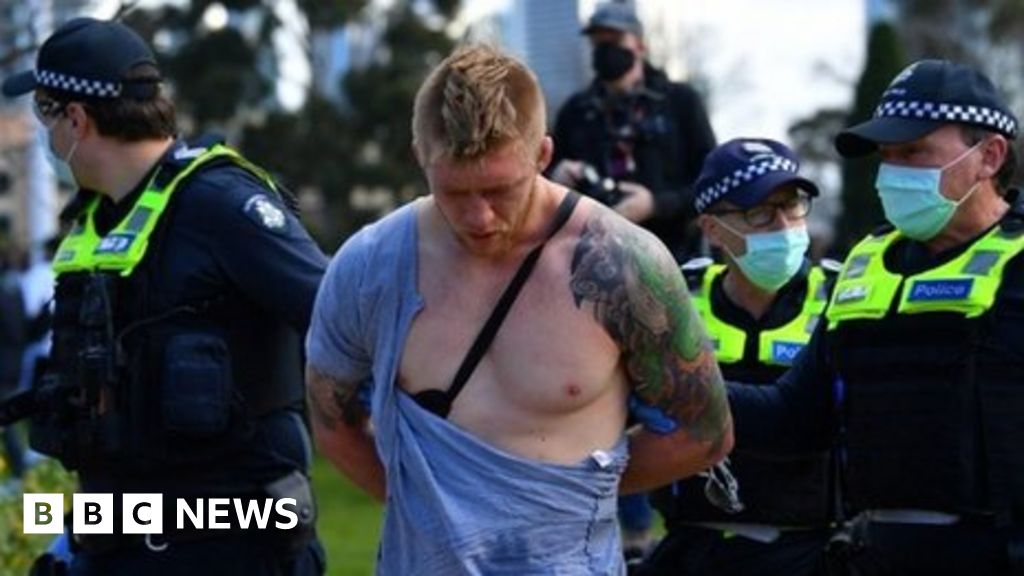 Coronavirus Scuffles At Anti Lockdown Protest In Melbourne