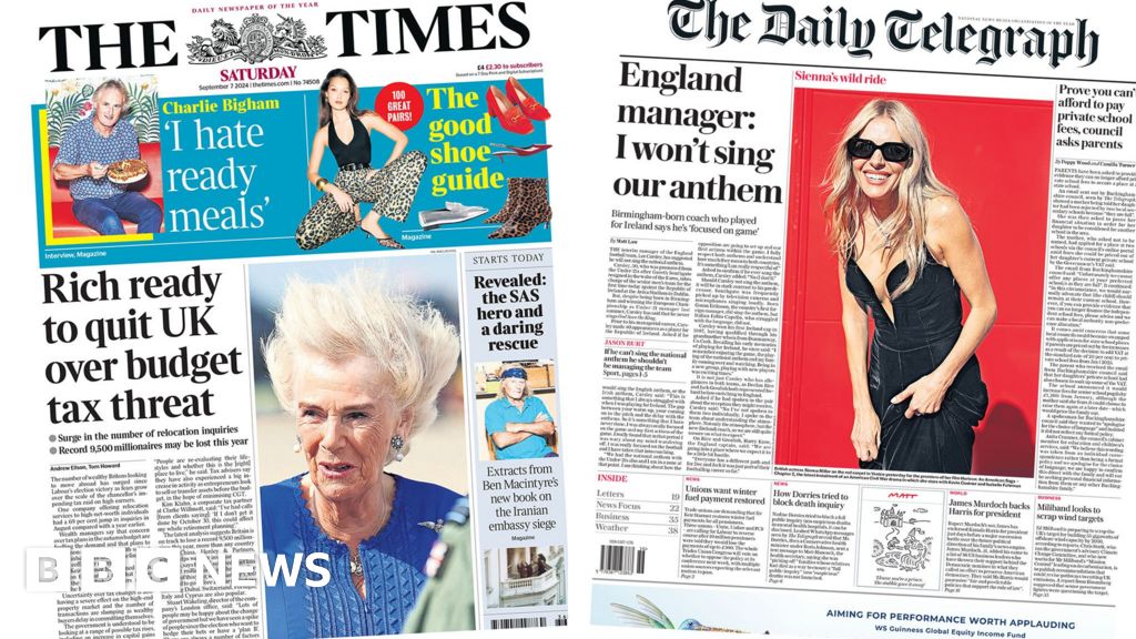 Newspaper headlines: Rich ‘to quit UK’ and Lee Carsley ‘won’t sing anthem’