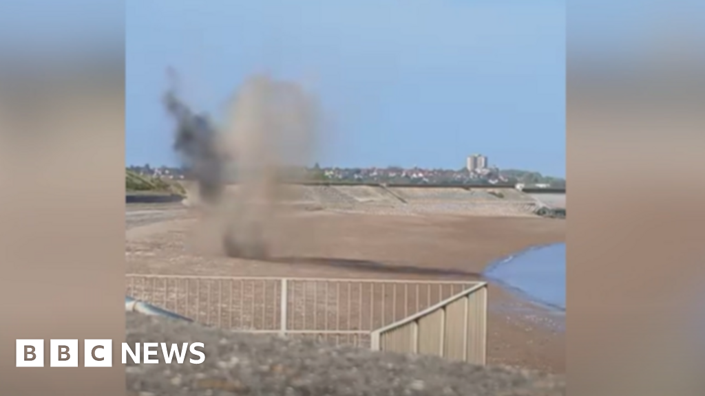 WW2 bomb explodes on Clacton beach