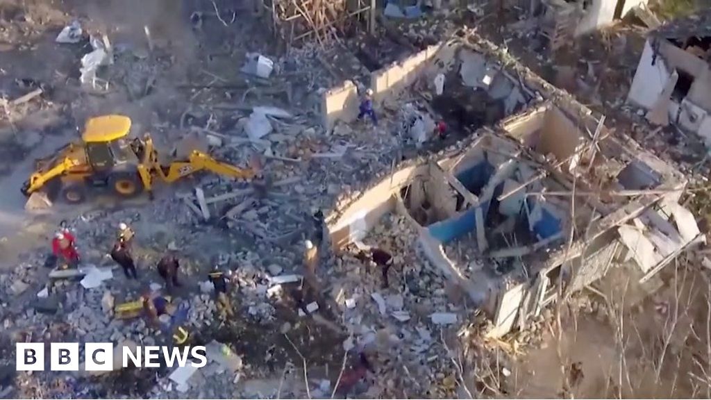 Ukraine war: Drone footage shows devastation in Hroza
