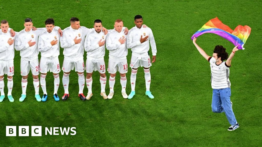 Germany v Hungary: Fans wear rainbow colours at Allianz Arena before Group  F game - BBC Sport