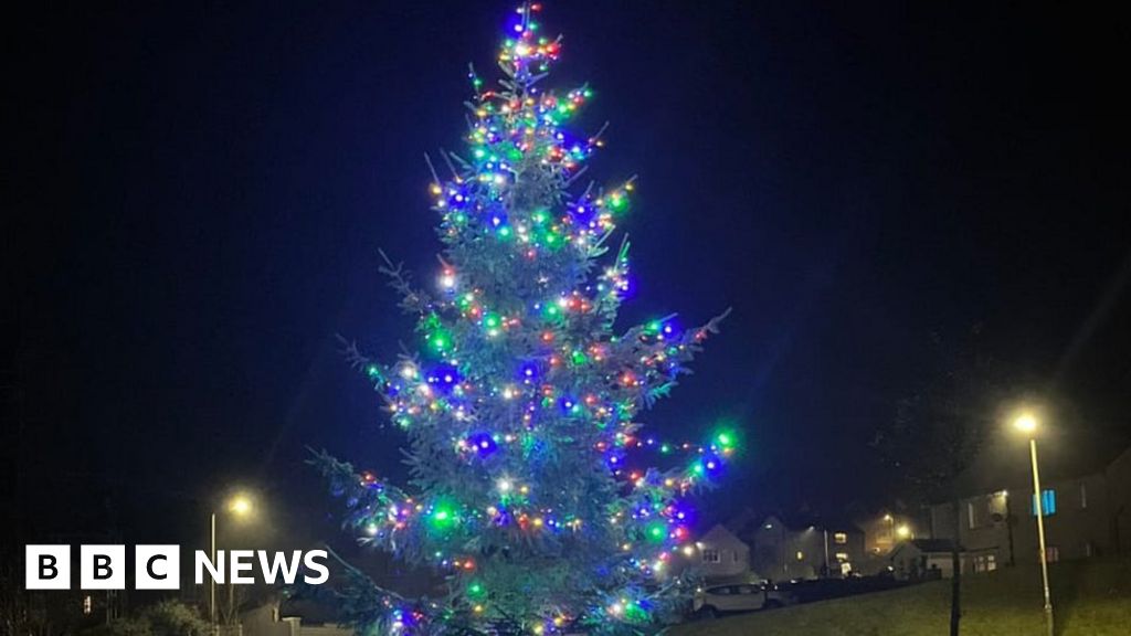 Trefechan Christmas tree lights up again after theft