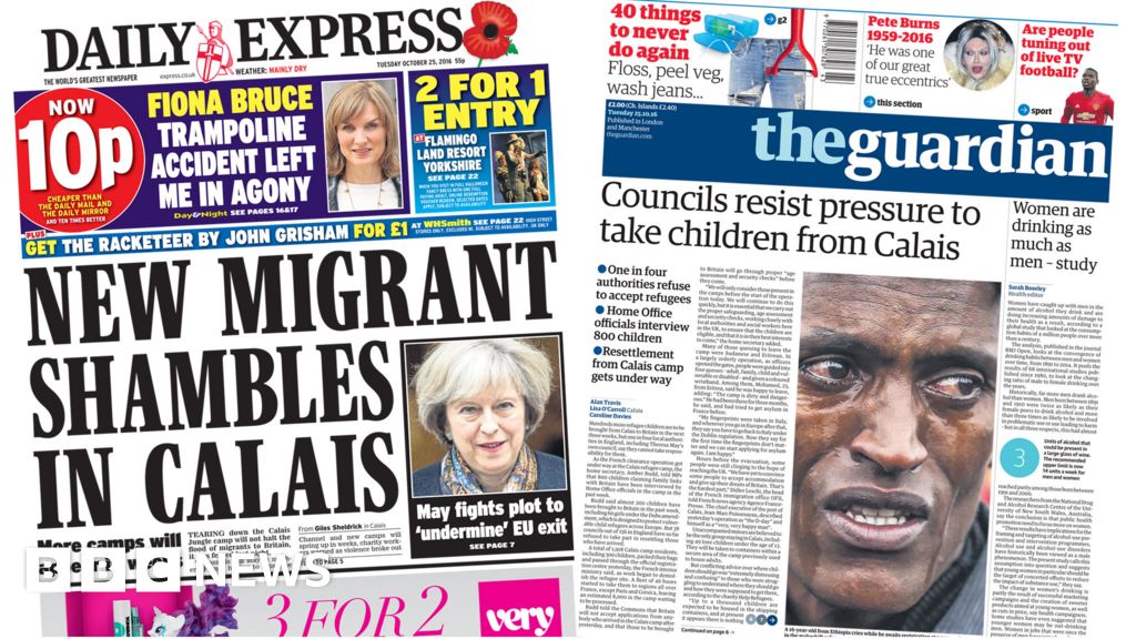Newspaper review 'Calais clearout' and Pete Burns tributes BBC News