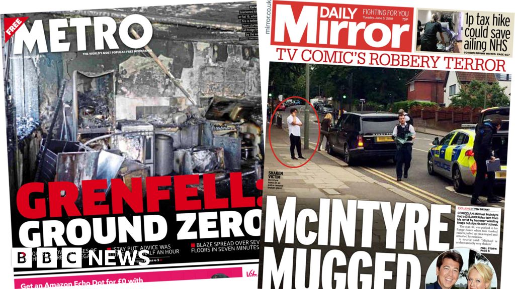 Newspaper Headlines Grenfell Ground Zero And Mcintyre Mugged Bbc News