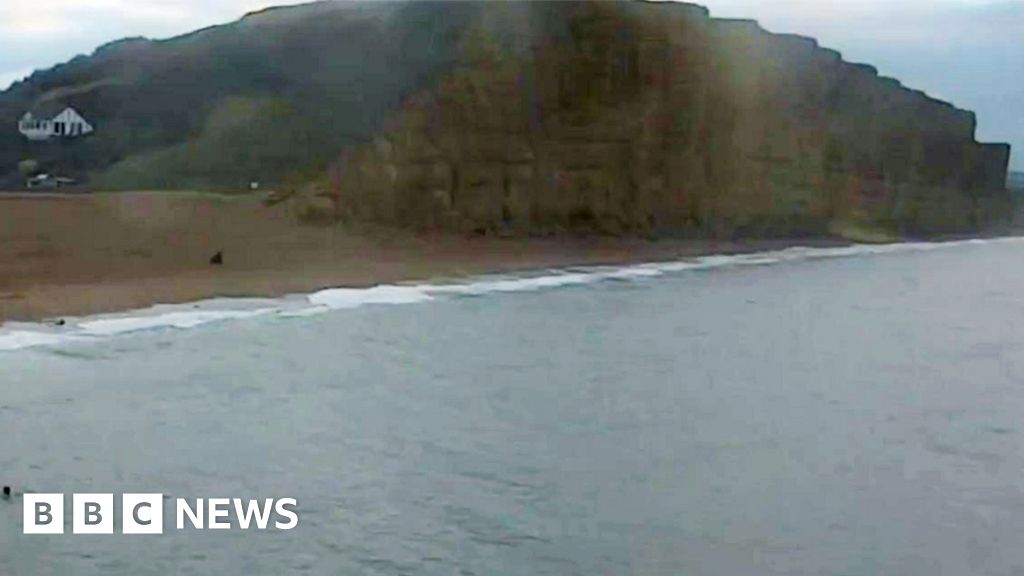 Large section of cliff collapses at West Bay on Jurassic Coast - BBC News