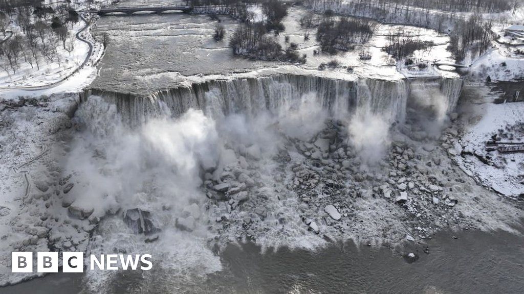 US storms: Ice surrounds Niagara Falls in winter spectacle