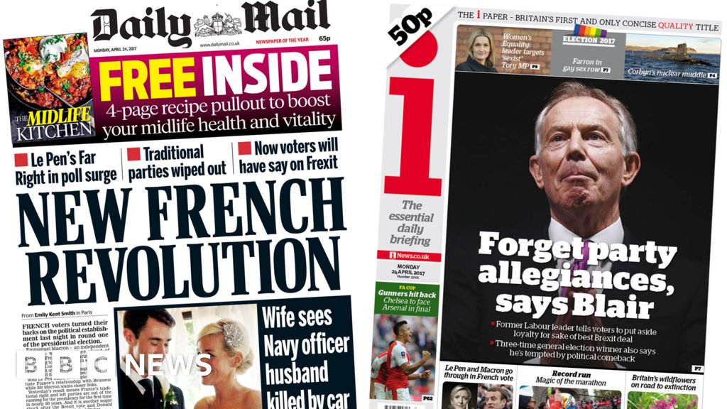 Newspaper headlines New French revolution and Blair's return? BBC News