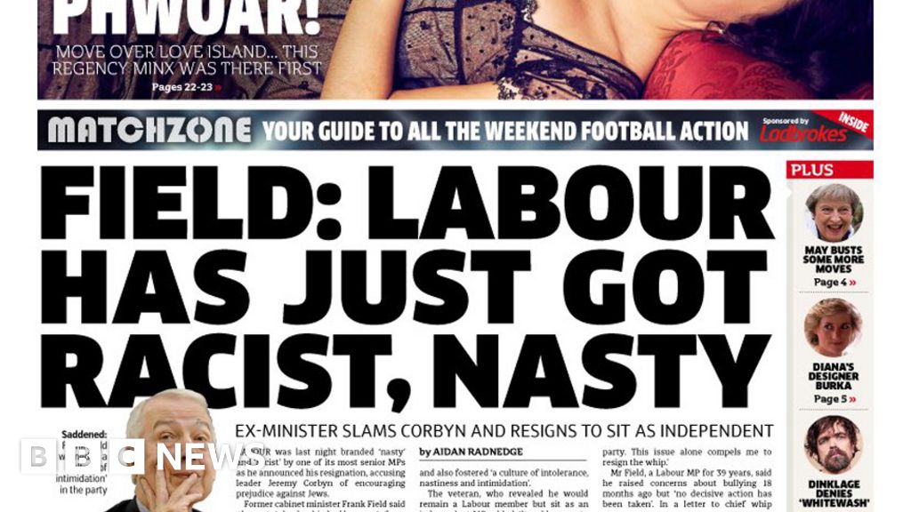 Newspaper Headlines Field Quits Nasty Labour And Grenfell Fraud BBC News