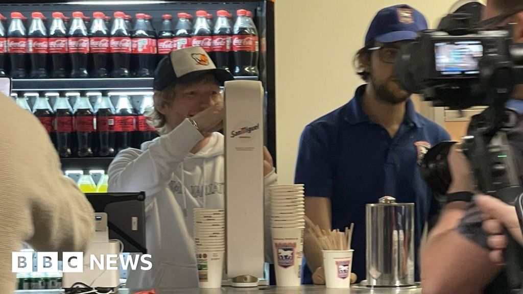 Ed Sheeran celebrates Ipswich Town win after pulling pints for fans