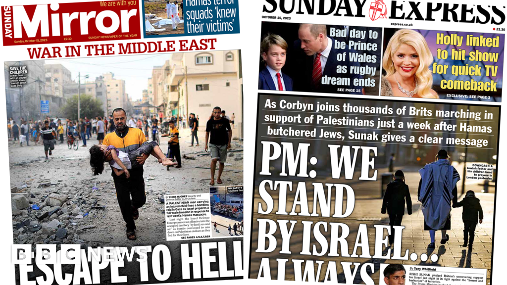 Newspaper headlines: Gazans' 'escape to hell' and PM vows Israel support