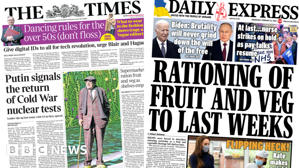 Newspaper headlines: Putin ‘rips up treaty’ and fruit and veg rationing