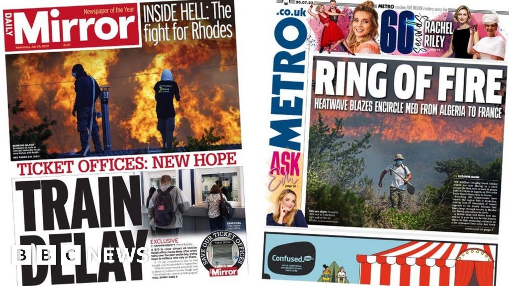 Newspaper headlines: ‘The fight for Rhodes’ as wildfire crisis deepens