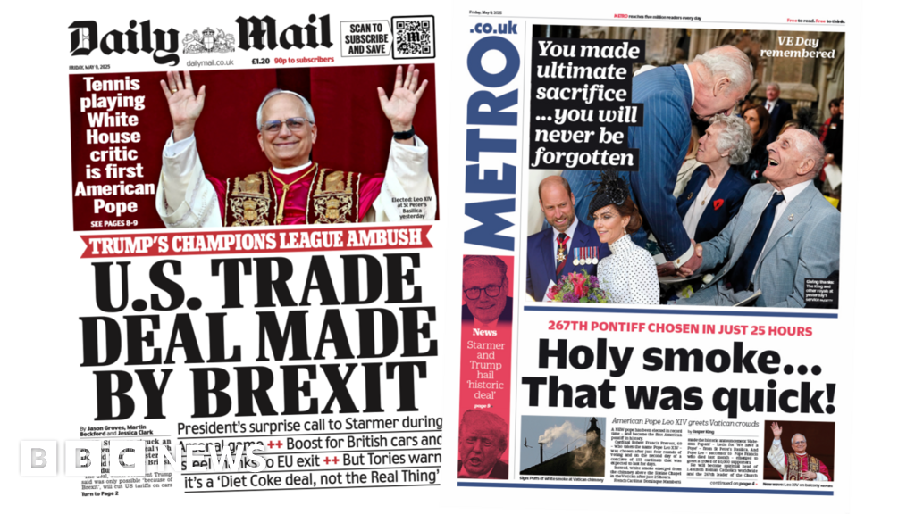 Newspaper headlines: US deal 'made by Brexit' and 'Holy smoke'