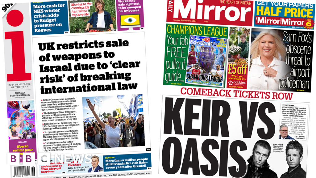 Newspaper headlines: UK limits Israel weapon sales and ‘comeback rickets row’