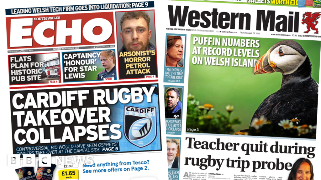 Wales' papers: Cardiff rugby takeover collapses and puffins at record numbers