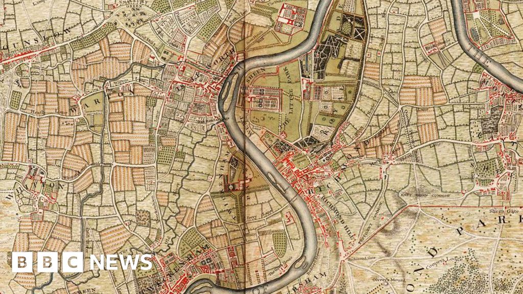 Bird's-eye view of London seen in 280-year-old map