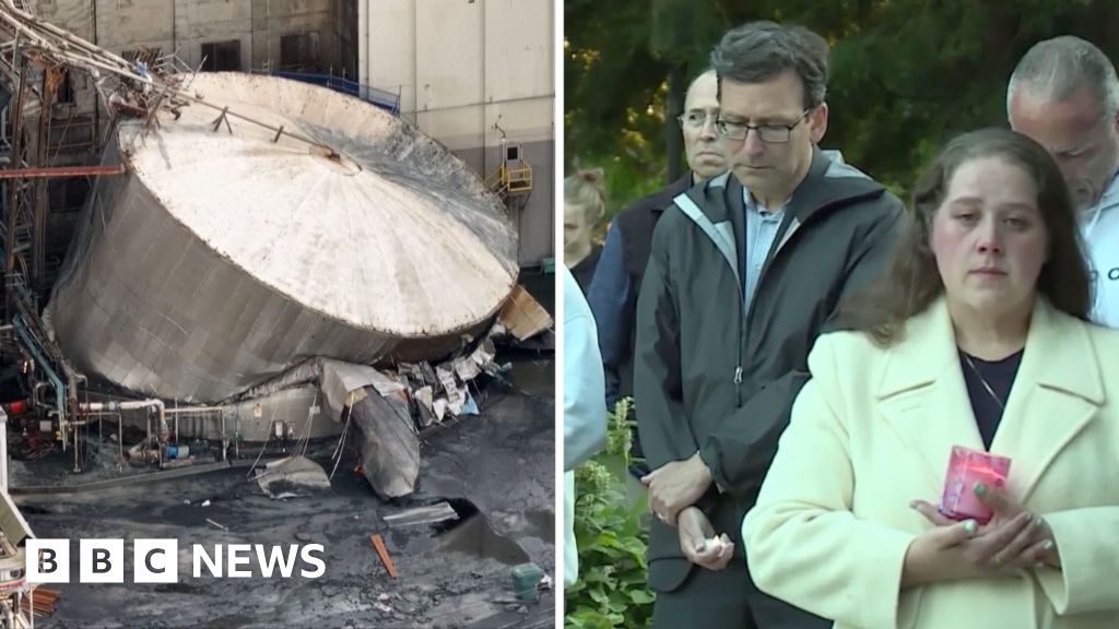 Watch: Community gathers as workers remain missing after chemical blast