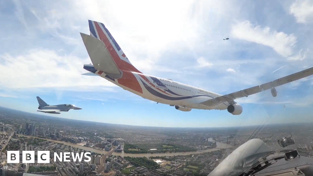 Watch: Inside RAF Coningsby Typhoon during King's birthday flypast