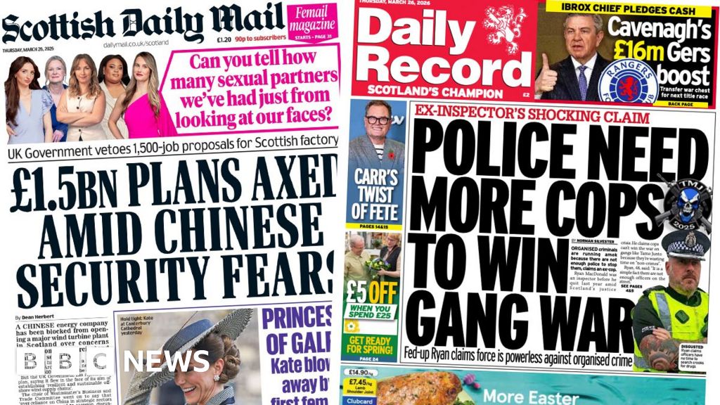 Scotland's papers: UK blocks turbine plan and police 'powerless' against gangs