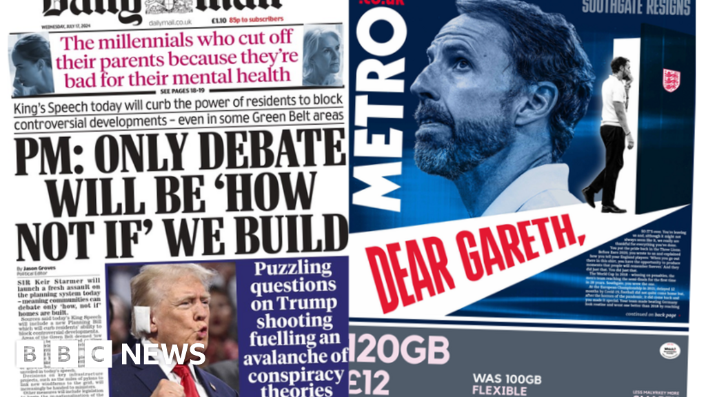 The Papers: Southgate resigns and Starmer 'to take breaks off' building