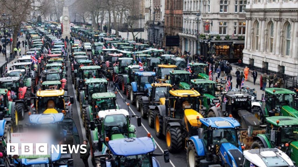 Hundreds of tractors block Westminster in inheritance tax protest