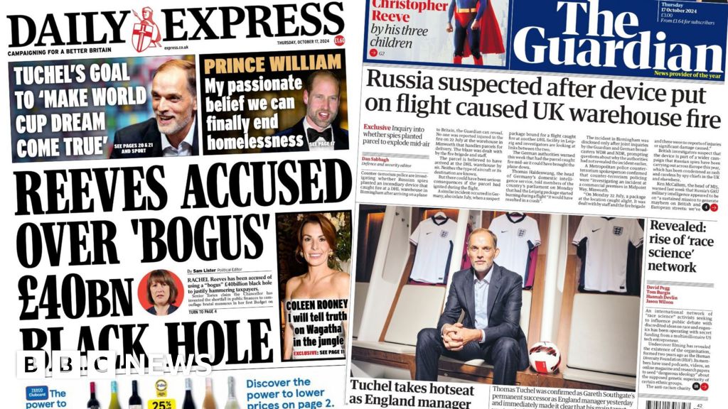 Newspaper headlines: ‘Bogus £40bn black hole’ and ‘Tuchel takes hotseat’